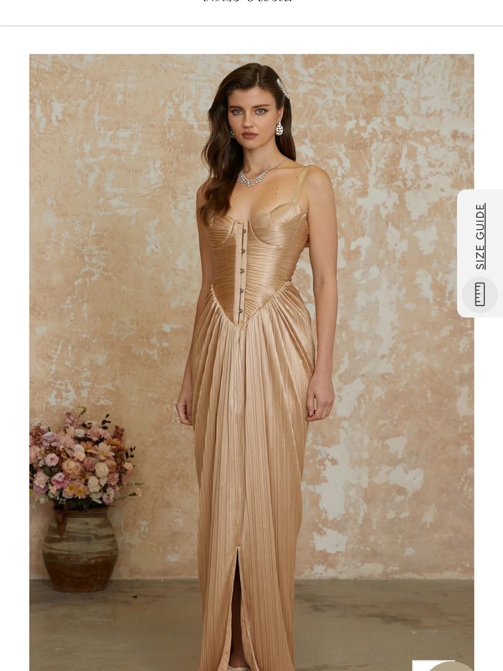 Elegant Gold Corset-Style Evening Dress